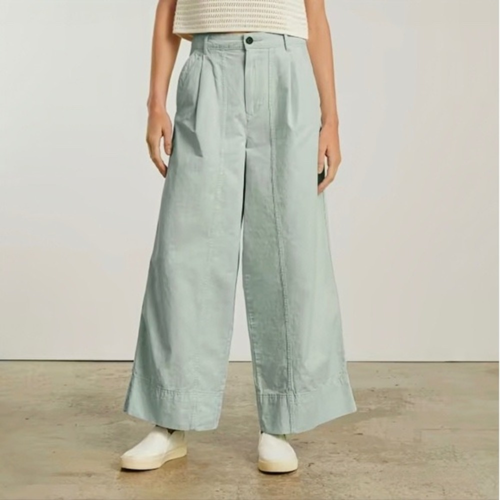 Everlane The Tourist Pant Mint Green Organic Cotton Linen‎ Wide Leg High Rise 4